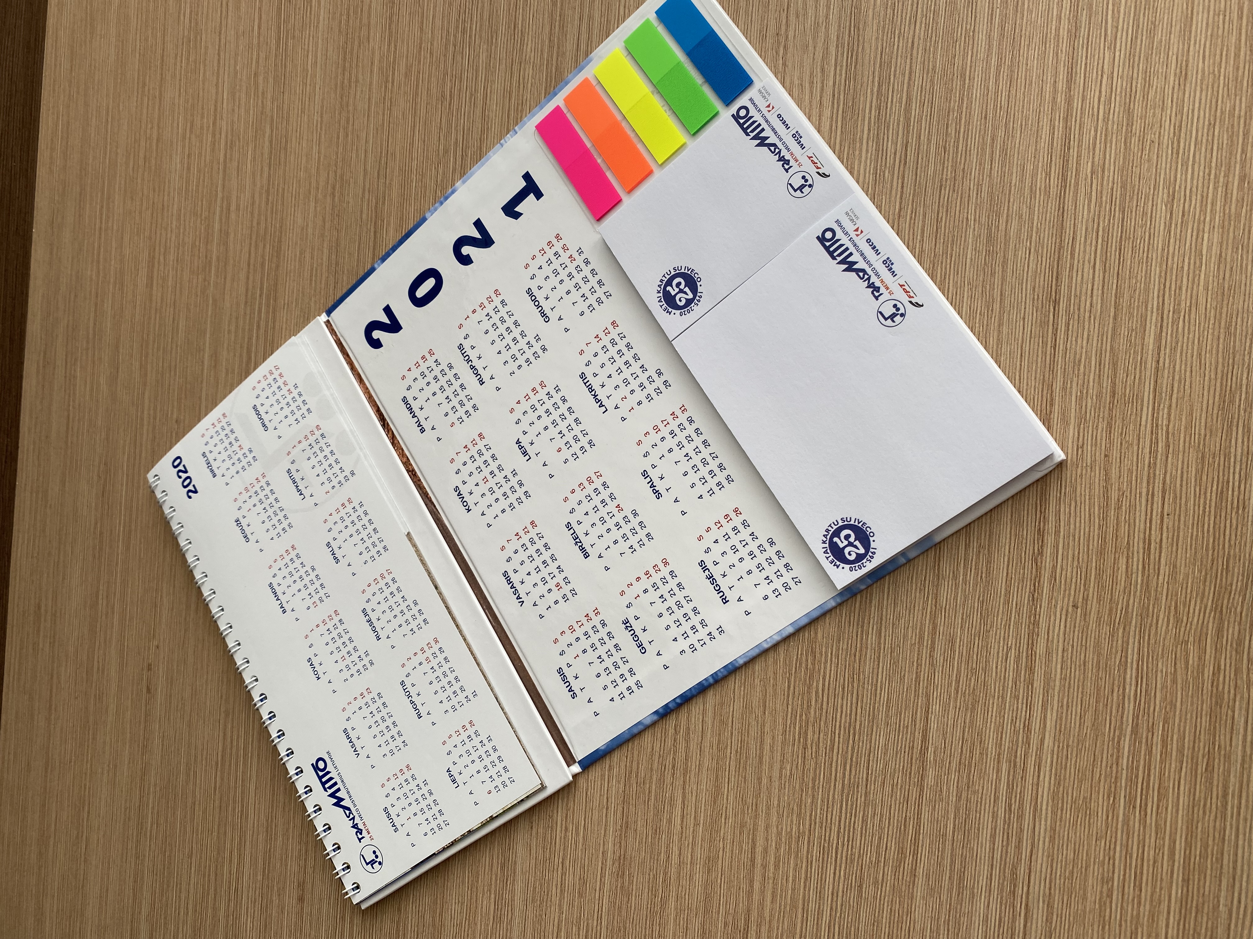 Hard cover calendar with adhesive note pads