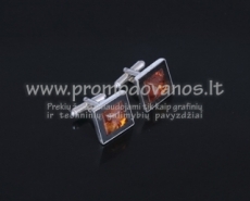 Silver cufflink with amber