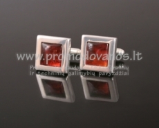 Silver cufflink with amber