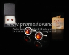 Silver cufflink with amber