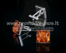 Silver cufflink with amber