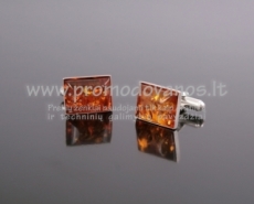 Silver cufflink with amber