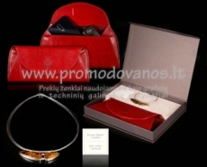 Ladies gift set - silver necklace and leather evening clutch