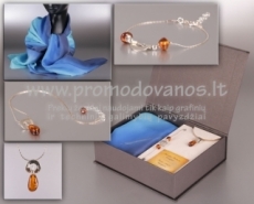 Gift set - silver bracelet, necklace and silk scarf