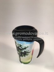 Termo puodelis su užsukamu dangteliu 350 ml, su rankenėle