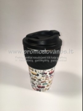 Termo puodelis su užsukamu dangteliu 350 ml, su silikonine juosta