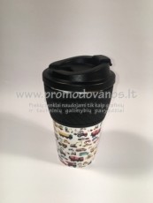 Termo puodelis su užsukamu dangteliu 350 ml, su silikonine juosta