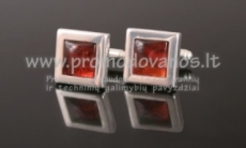 Silver cufflink with amber