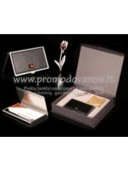 Gift set - business card holder and silver brooch