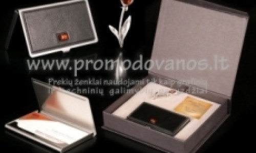 Gift set - business card holder and silver brooch