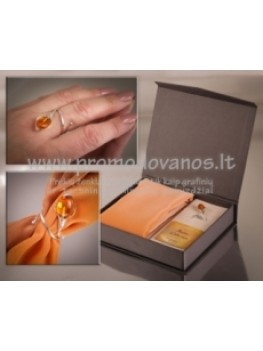 Gift set - silver ring and silk scarf
