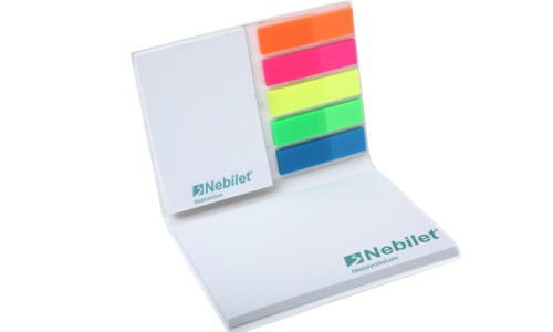 Adhesive note pads in folders